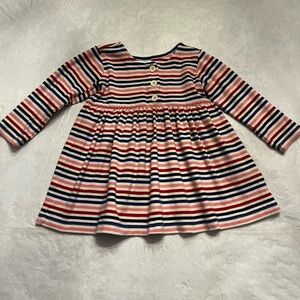 Hanna Andersson Striped Long-Sleeve Dress in Navy, Red, Pink